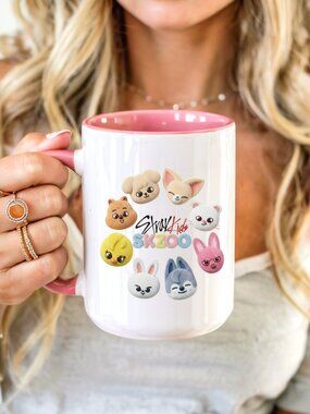 Kawaii Animals Pink Mug, Skzoo, Girls Cup